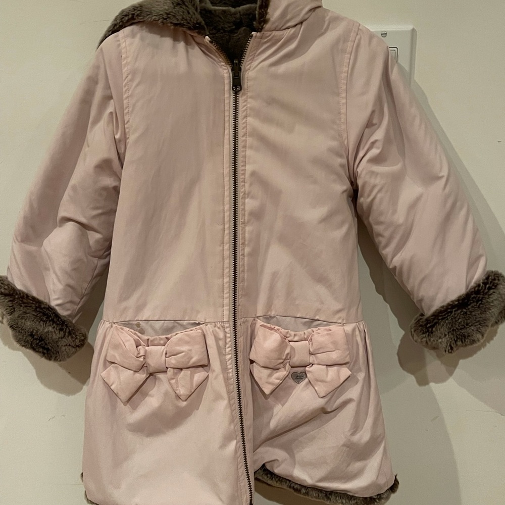 Lili Gaufrette Pink Coat with Brown Accents